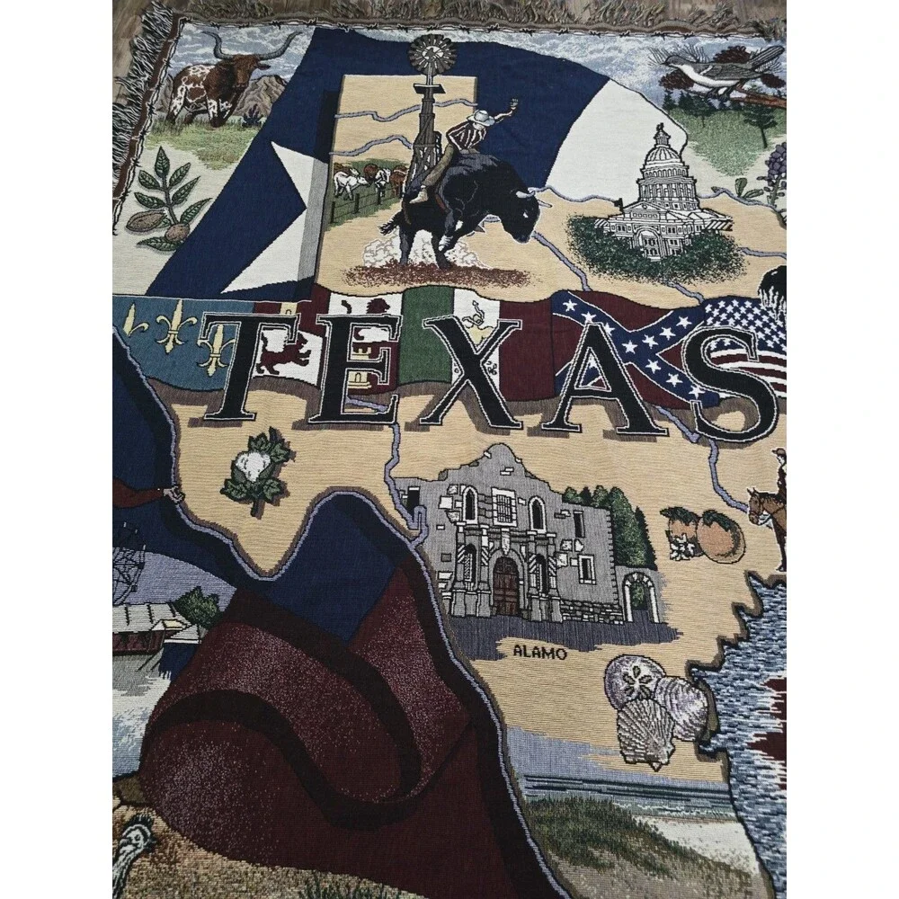 Texas State Woven Cotton Tapestry Blanket - Made in USA (64x49)